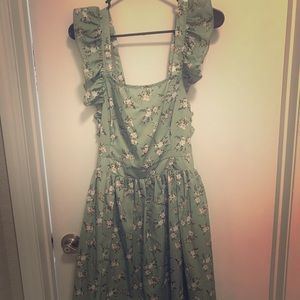 Sweet ruffled green floral dress